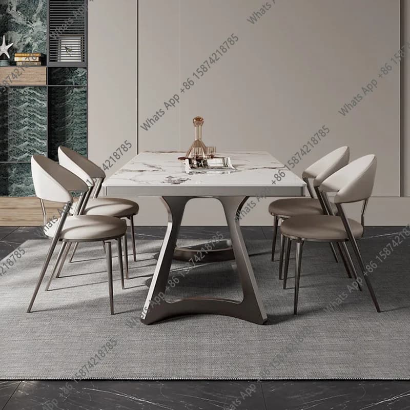 AItalian minimalist rock slab dining table light luxury modern simple small apartment household high-end rectangular dining tabl