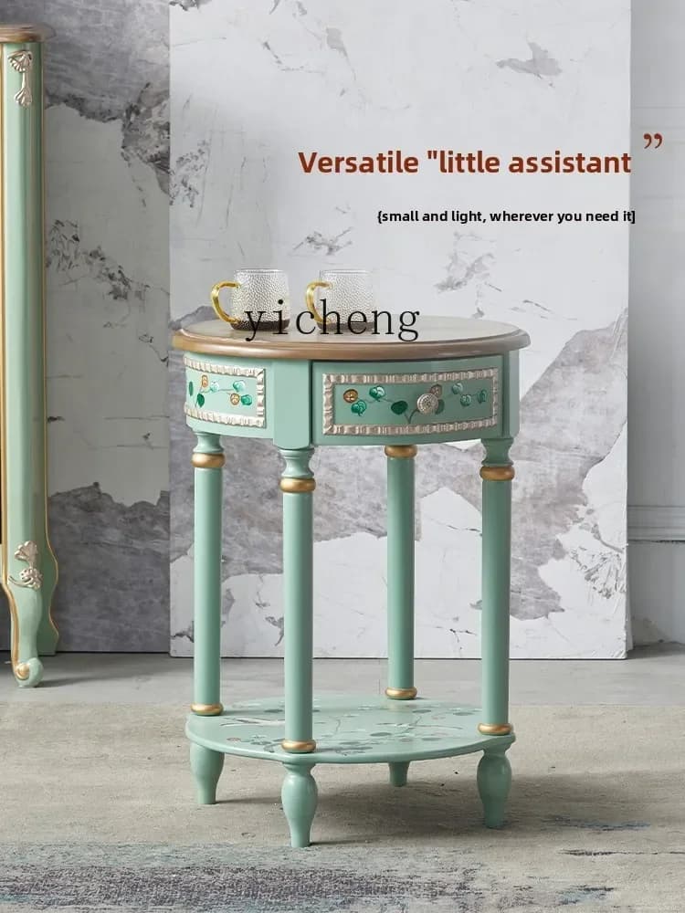 painted edge table living room home sofa small coffee table retro small round coffee table