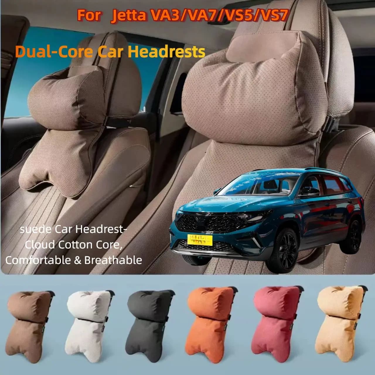 Dual-Layer Breathable Car Headrest For Jetta VA3/VA7/VS5/VS7  Double Layer Neck Shoulder Support 4 Seasons Univers