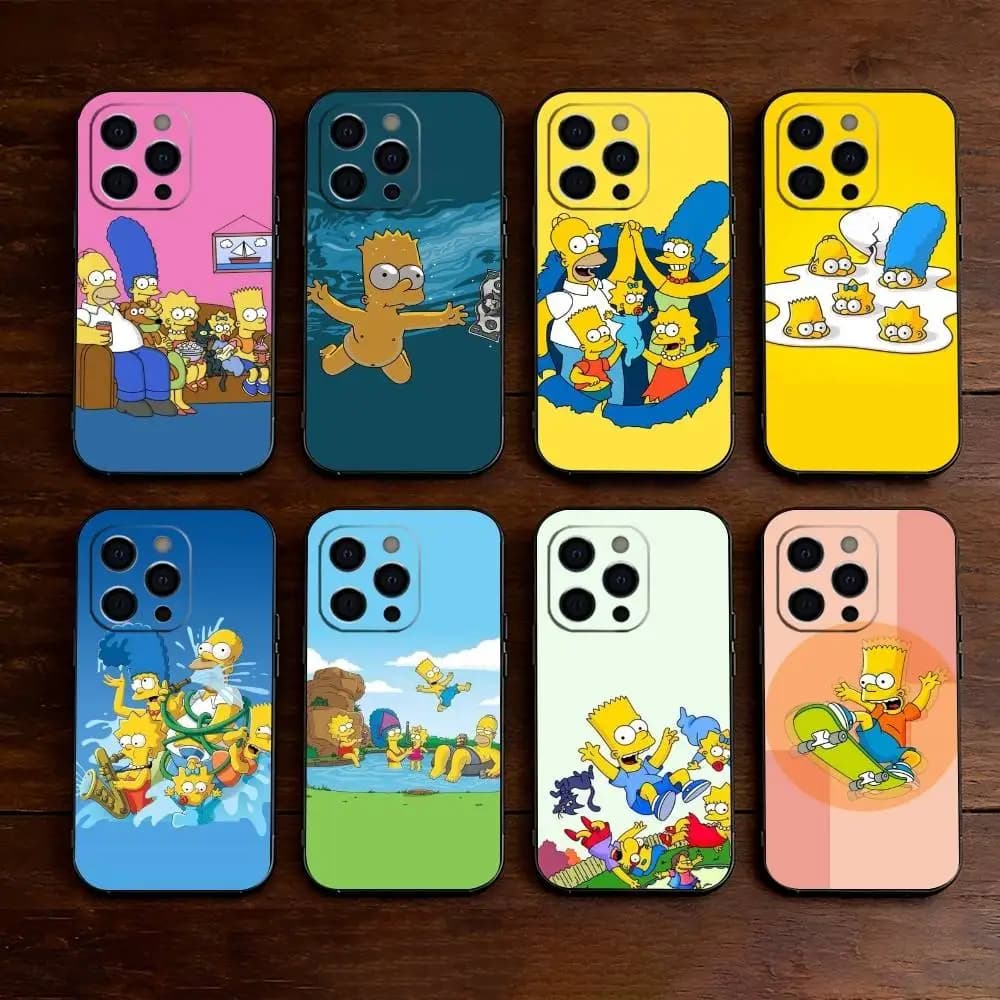 The L-Simpsons Cartoon   Phone Case For iPhone 17,16,15,14,13,12,11 Plus,Pro Max,XS,Soft Silicone Black Cover