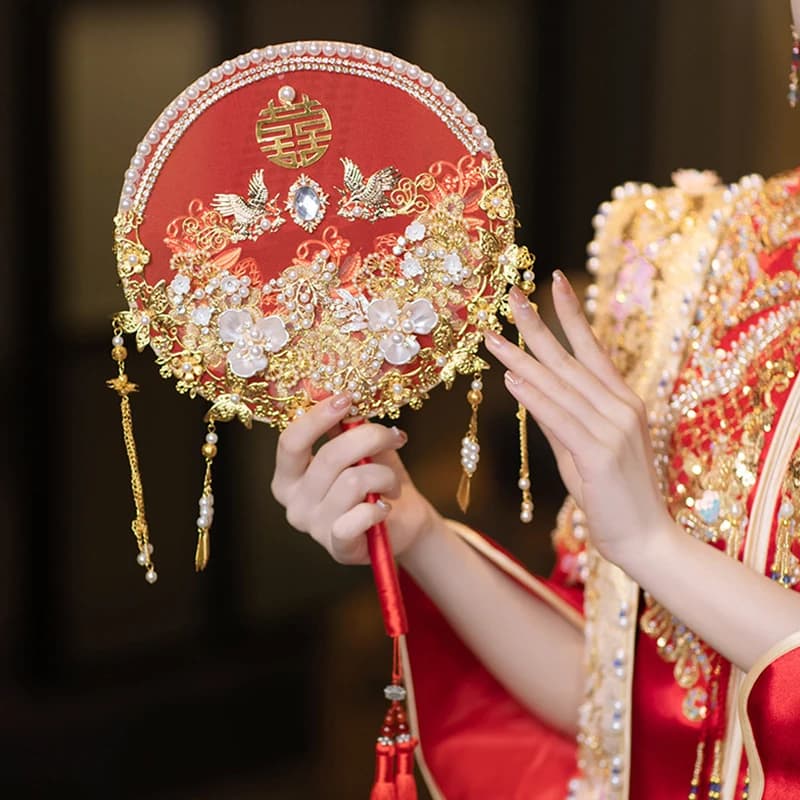 Ancient Style Home Decor Fans Vintage Chinese Wedding Decorative Fans Wedding Bride Hand Fan Photography Ornaments Art Craft