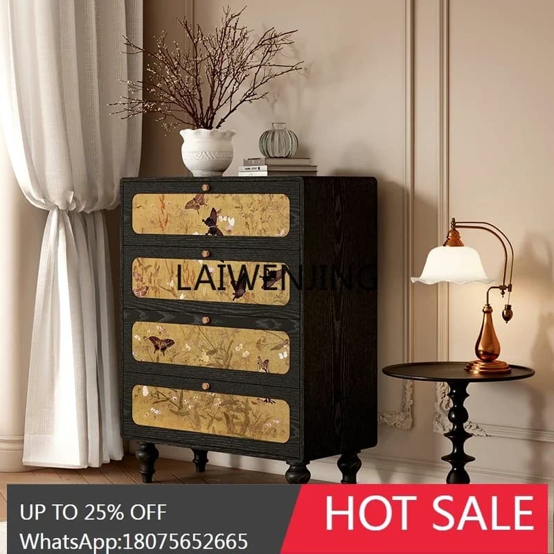 HLZ four-chest cabinet solid wood storage bedroom bedside drawer living room entrance storage cabinet