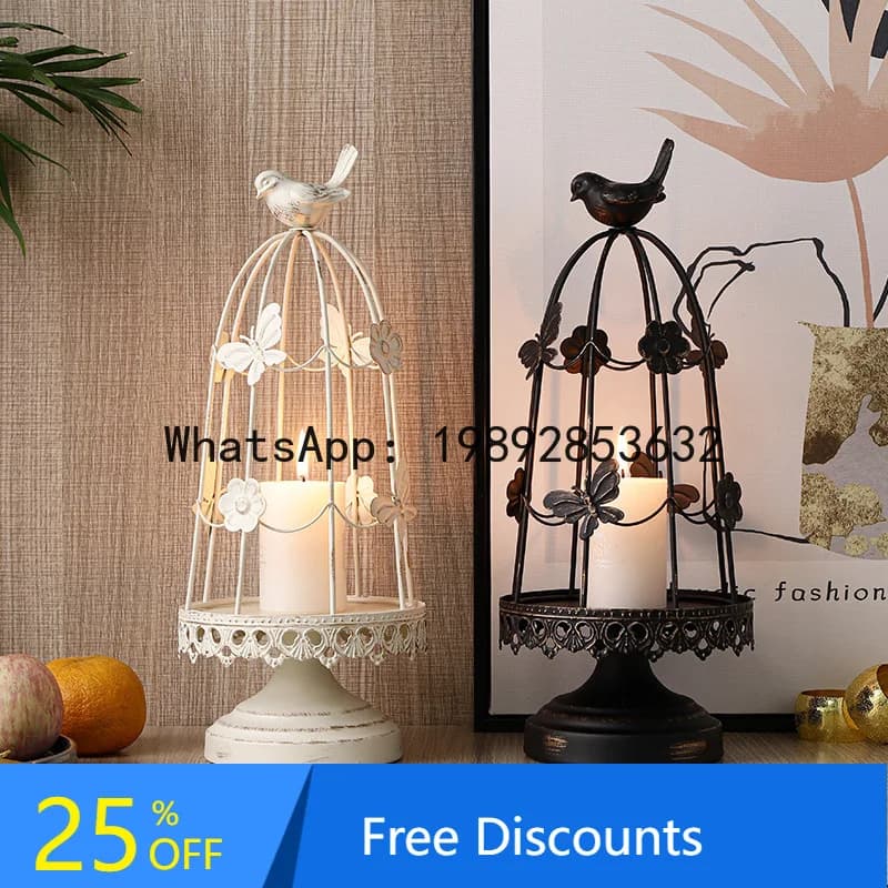CZ Iron Candle Holder Vintage Wedding Decoration Dining Table Restaurant Decorative Items