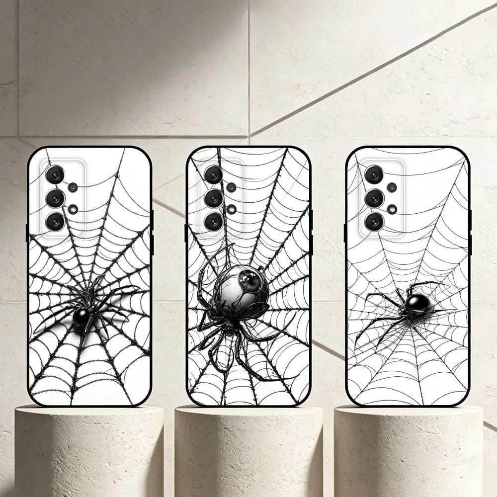 3D spider phone Case For Samsung S25,24,21,22,23,30,Ultra,20,Plus,Fe,Lite,Note Soft Black Cover
