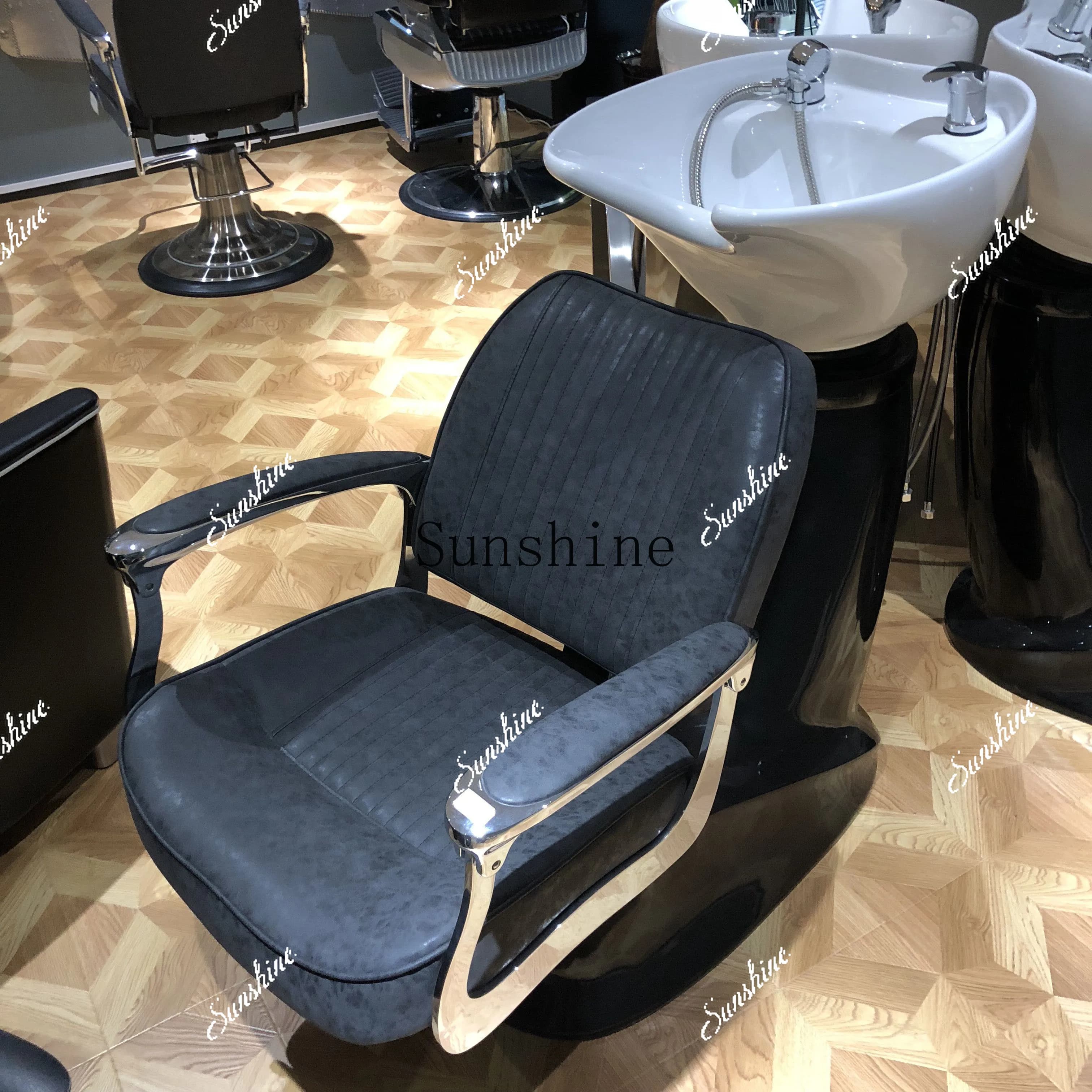 High-end seated haircut special ceramic deep basin high-end flushing seated shampoo bed TF