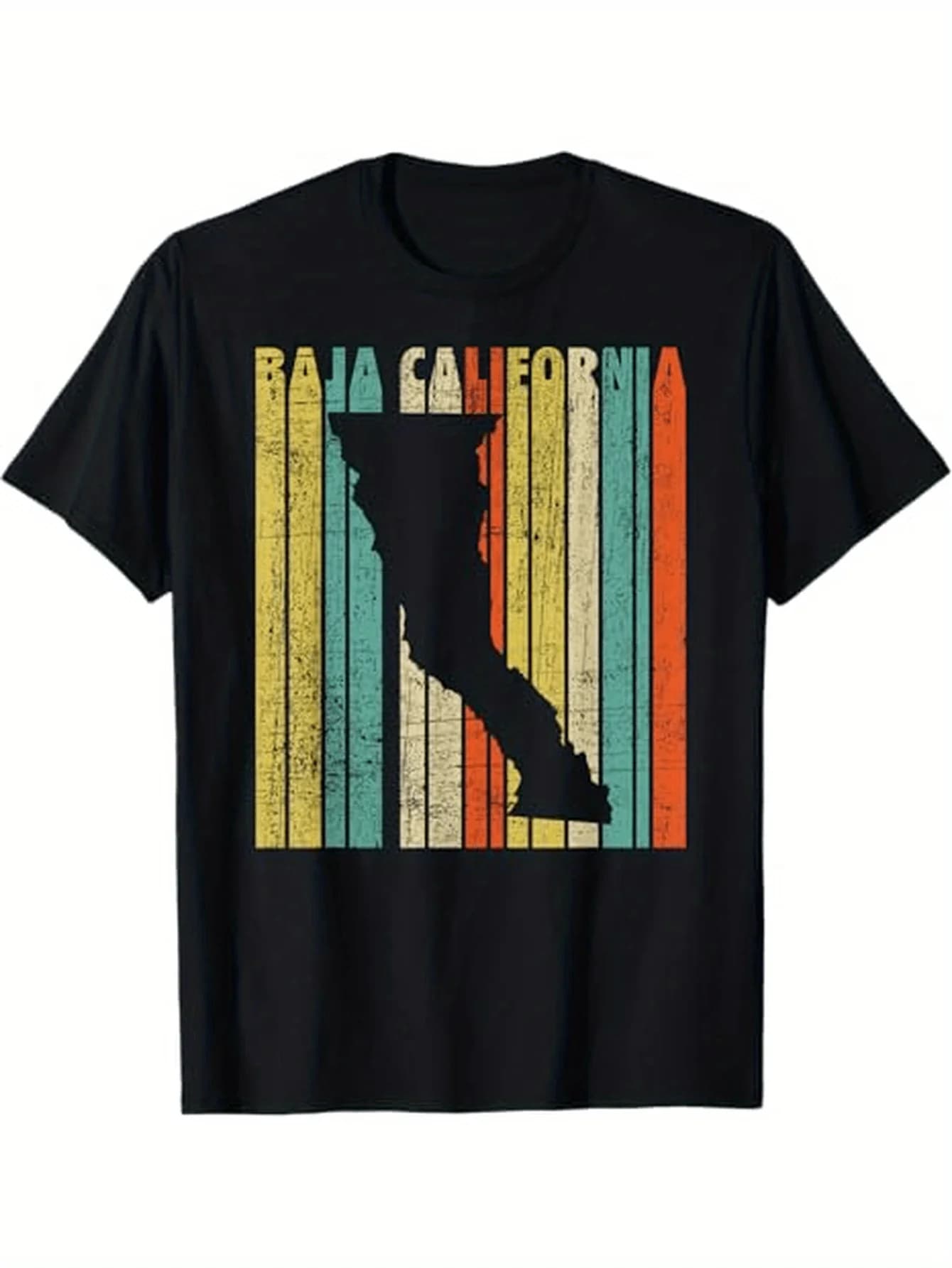 Baja California, Mexico, Retro, Vintage T-Shirt 100% Cotton O-Neck Short Sleeve Summer Casual Mens T-shirt Streetwear