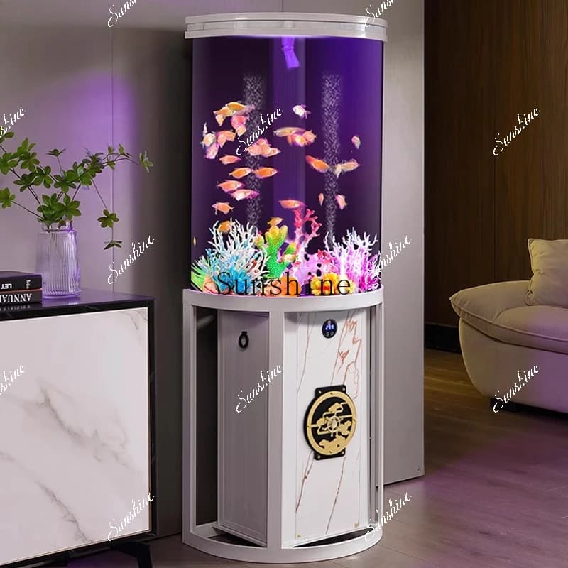 Semicircular living room small fish tank water-free acrylic floor aquarium light luxury  FT