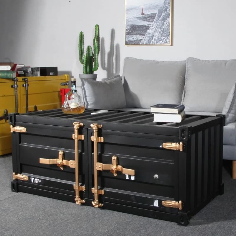 Industrial style container coffee table furniture rectangular small apartment personality creative wrought iron retro cabinet