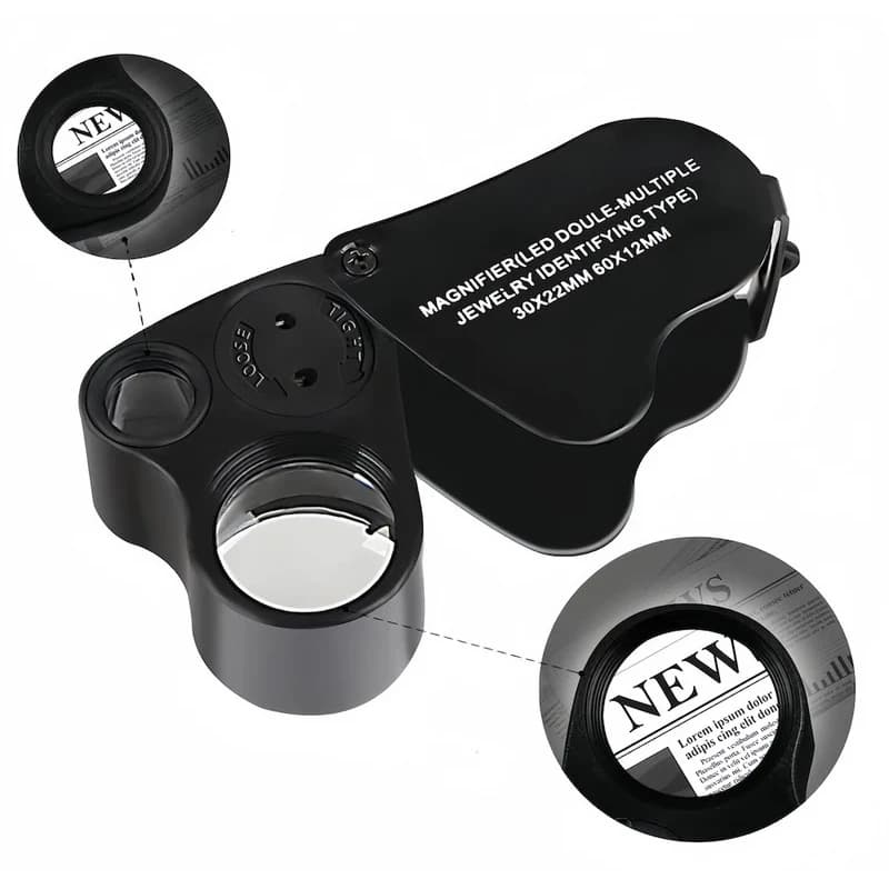 Foldable Illuminated Magnifier – High Clarity Optics, Macro View Jewelry / Stamps / Electronics