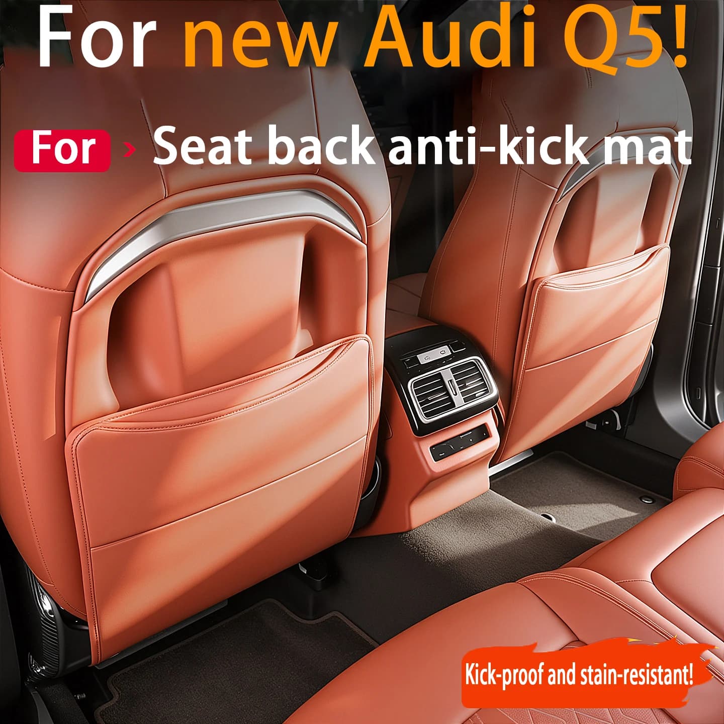 For Audi Q5 Q5L GU 2026 Leather Car Seat Back Anti Kick Pad Protector Front Seat Back Cover Interior Accessories