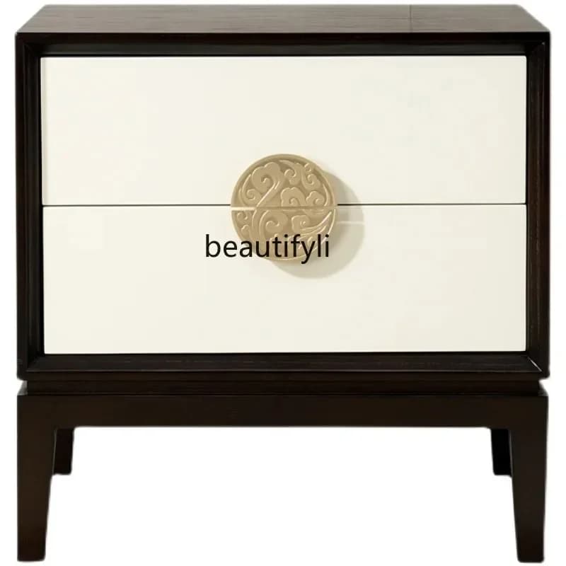 New Chinese-style solid wood bedside tables, modern Chinese-style simple hotel bedroom bedside tables are fully installed
