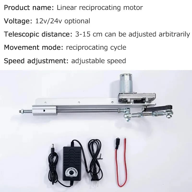 DC Reciprocating Linear Actuator 24V Telescopic Rocker Arm Actuator Stroke 3-15CM Electric Motor Kit Speed Regulation Adapter