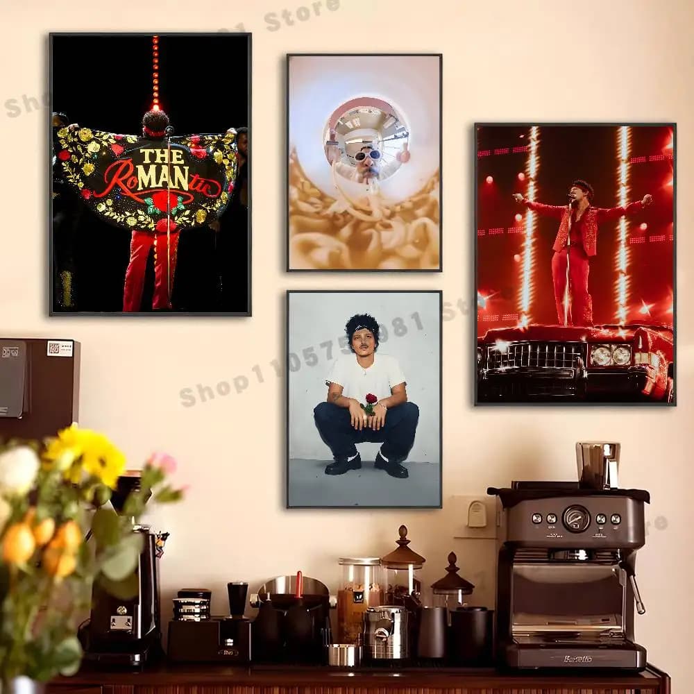 B-Bruno M-Mars The Romantic Poster For Wall Prints for Living Room Bedroom Office Home Decoration Gift