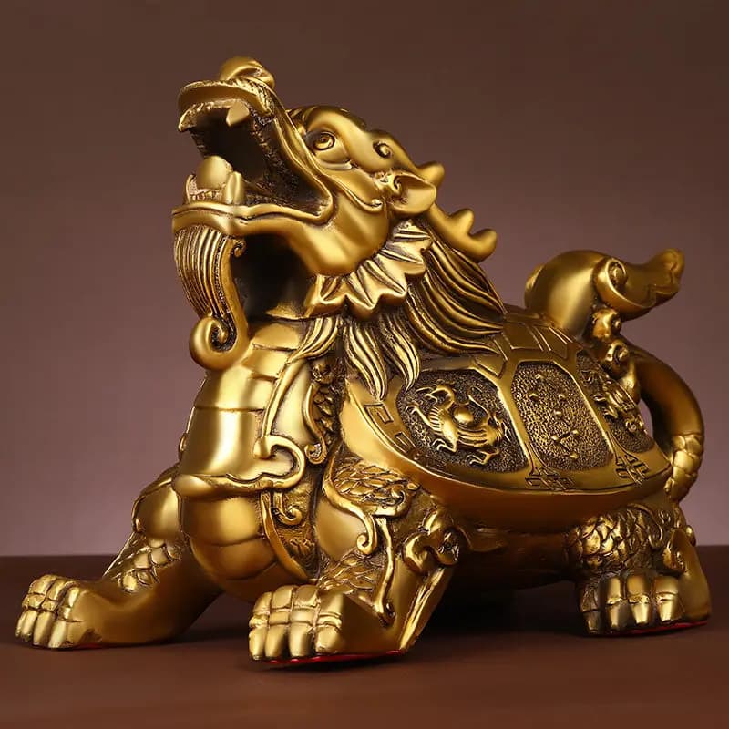 Brass Dragon-Tortoise Home Living Room Entryway Decor Longevity Dragon-Tortoise Auspicious Ornament
