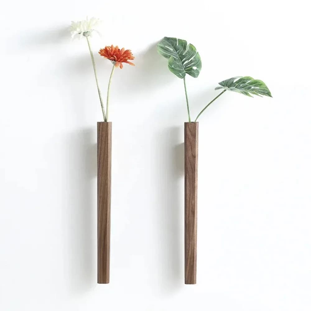 Solid Wood Vase Home Wall Decoration Porch Hanging Vase Living Room Bohemian Plant Vase Wooden Solid Wood Greenhouse Decoration