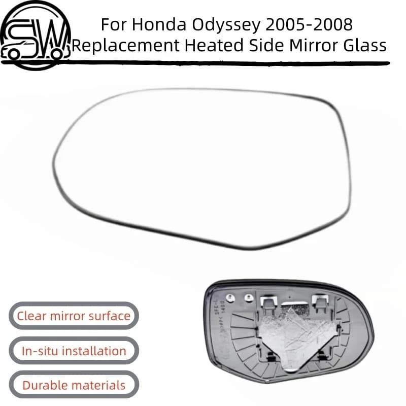 Heated rear view mirror lens, OE replacement glass for Honda Odyssey 2005–2008, left & right direct fit mirror lens.