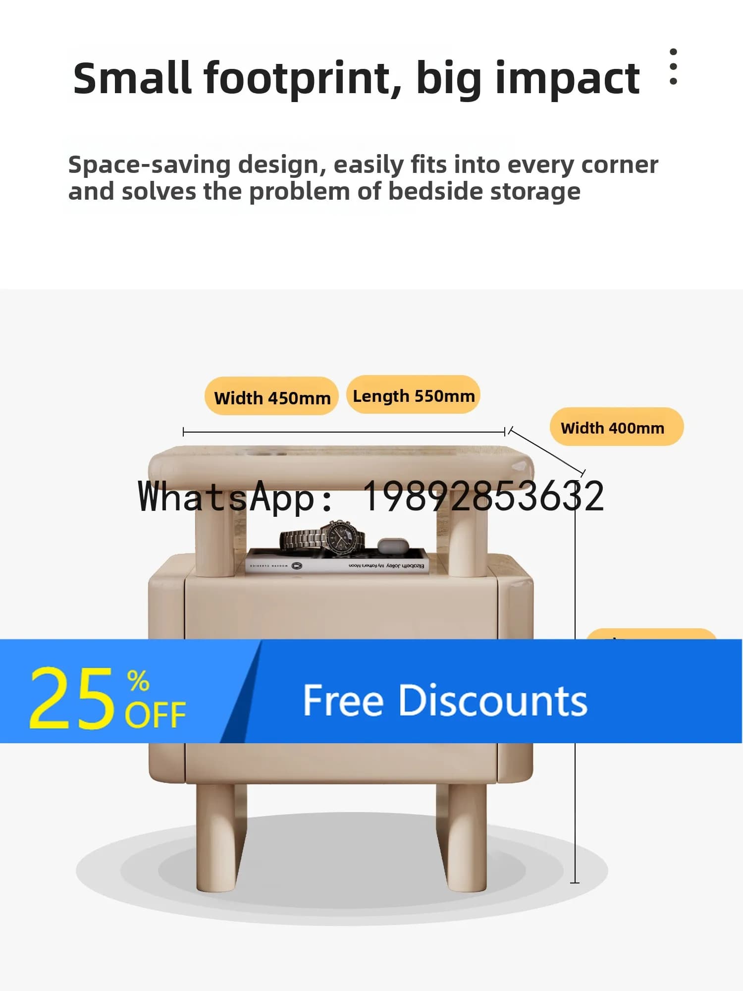 LYY Italian Style Bedside Table High-End Luxury Master Bedroom Creative Hidden Storage with Lock Solid Wood  Exquisite Bedside