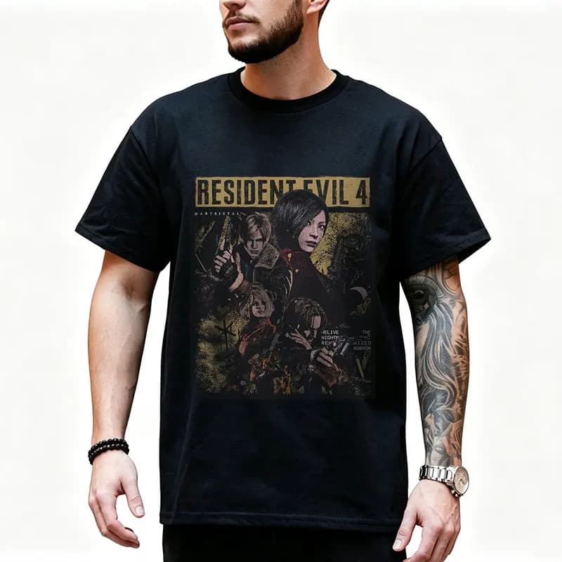 Vintage Resident Evil Nemesis Unisex T‑Shirt Biohazard Survival Horror Game Graphic Print Tee Retro Dark Gamer Streetwear Tops