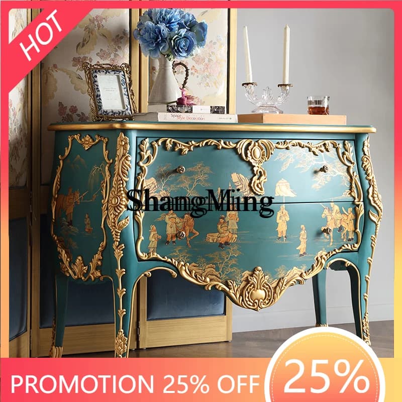 FG good-looking  home simple modern retro painted chest cabinet gilt storage living room storage large storage cabinet