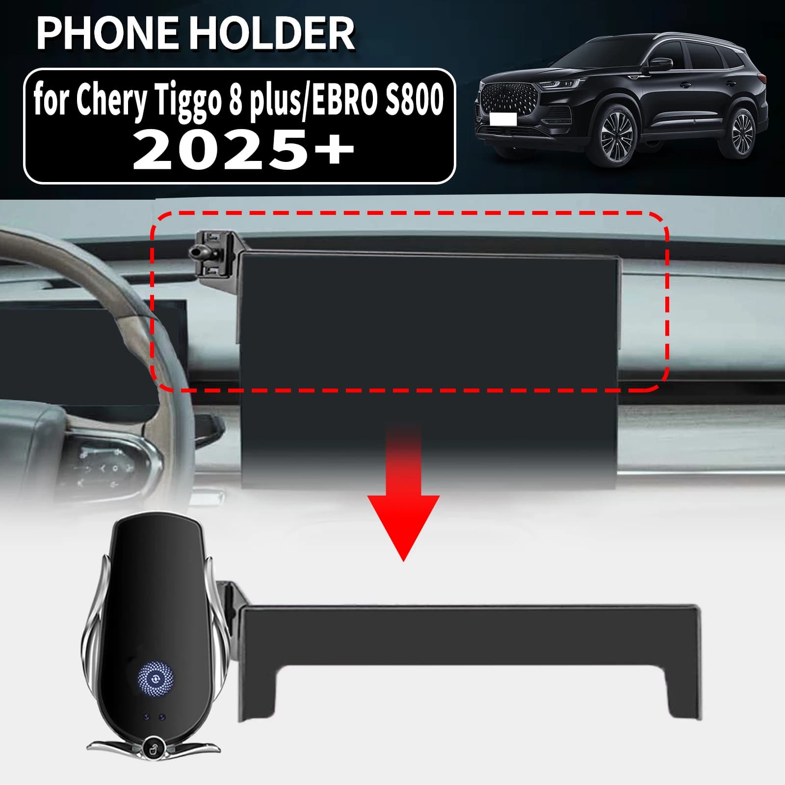 for Chery Tiggo 8 plus EBRO S800  2025 2026 Vehicle-Specific Phone Holder Mount Car GPS Stand Easy Fix Auto Accessories