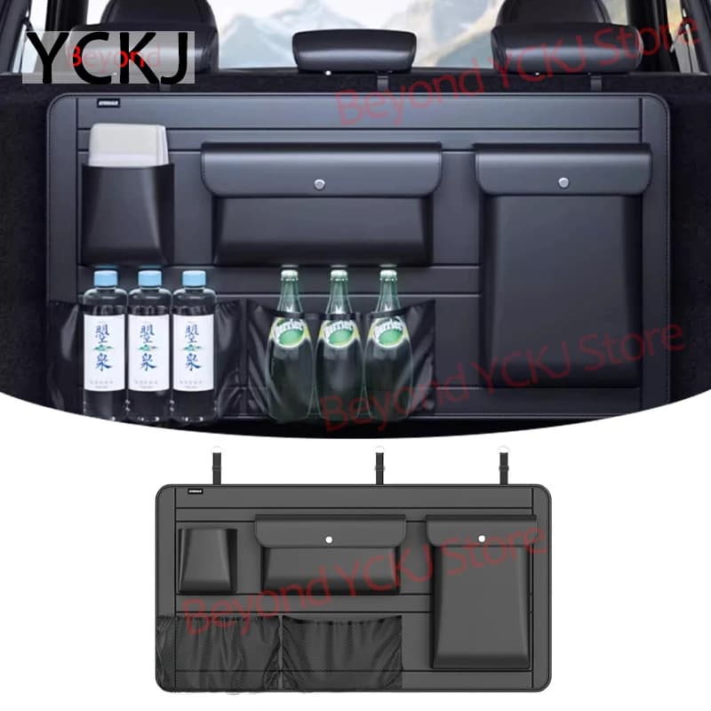 Large Capacity Backseat Trunk Organizer(35.4"*17.7"),Trunk Hanging Organizer for SUV Collapsible Car Storage Bag with 5 Pocekt