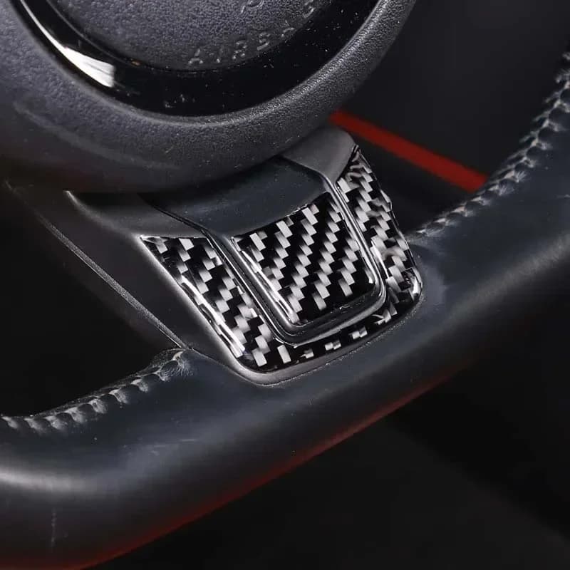 2Pcs Soft Carbon Fiber For Jaguar F-TYPE 2013-2022 Car Styling Steering Wheel Decoration Sticker Car Modification Accessories