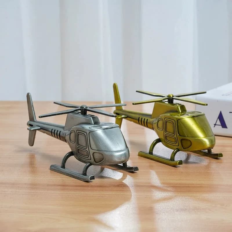 Creative Helicopter Model Metal Crafts Alloy Airplane Vintage Decoration Plane Ornaments Enthusiasts Gifts Display