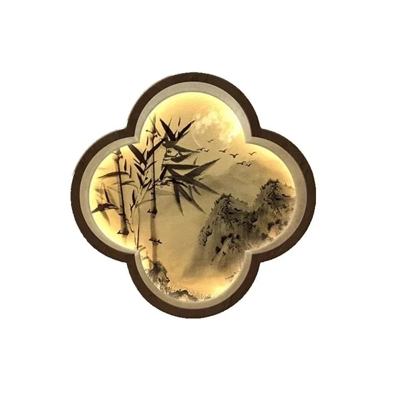 New Chinese-style aisle living room background wall wall hanging retro Zen tea room Song-style aesthetic wall lamp
