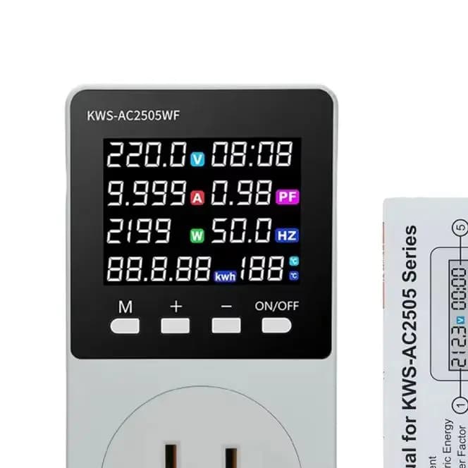 Tuya Smart Switch Energy Meter AC85-290V 0-16A 3500W, Voltage/Current Monitor with Overload & Overvoltage Protection.