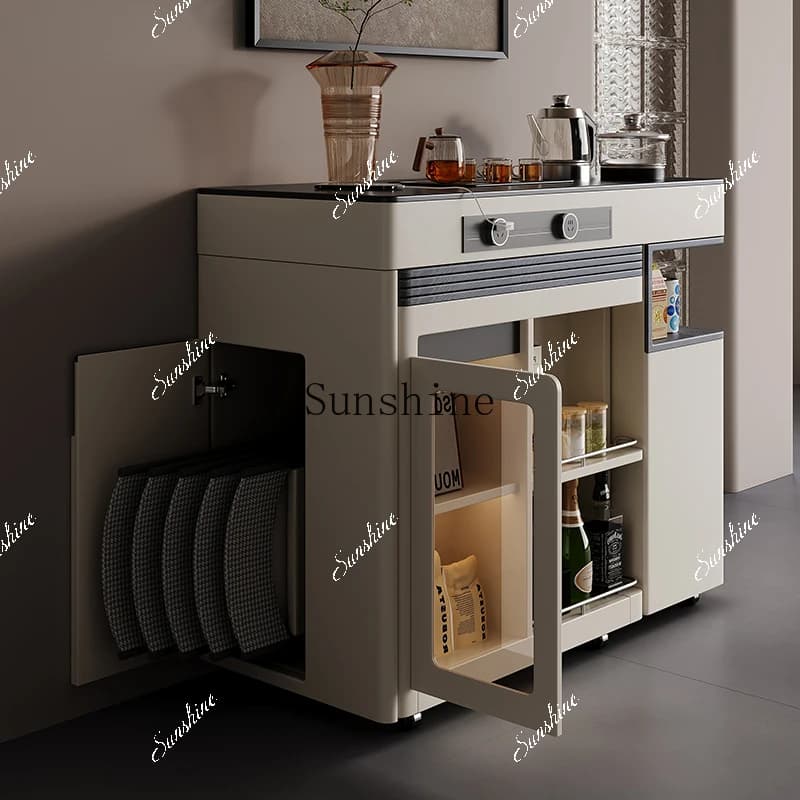 Dining table integrated household telescopic folding mobile island small apartment multi-functional bar tea cabinetP