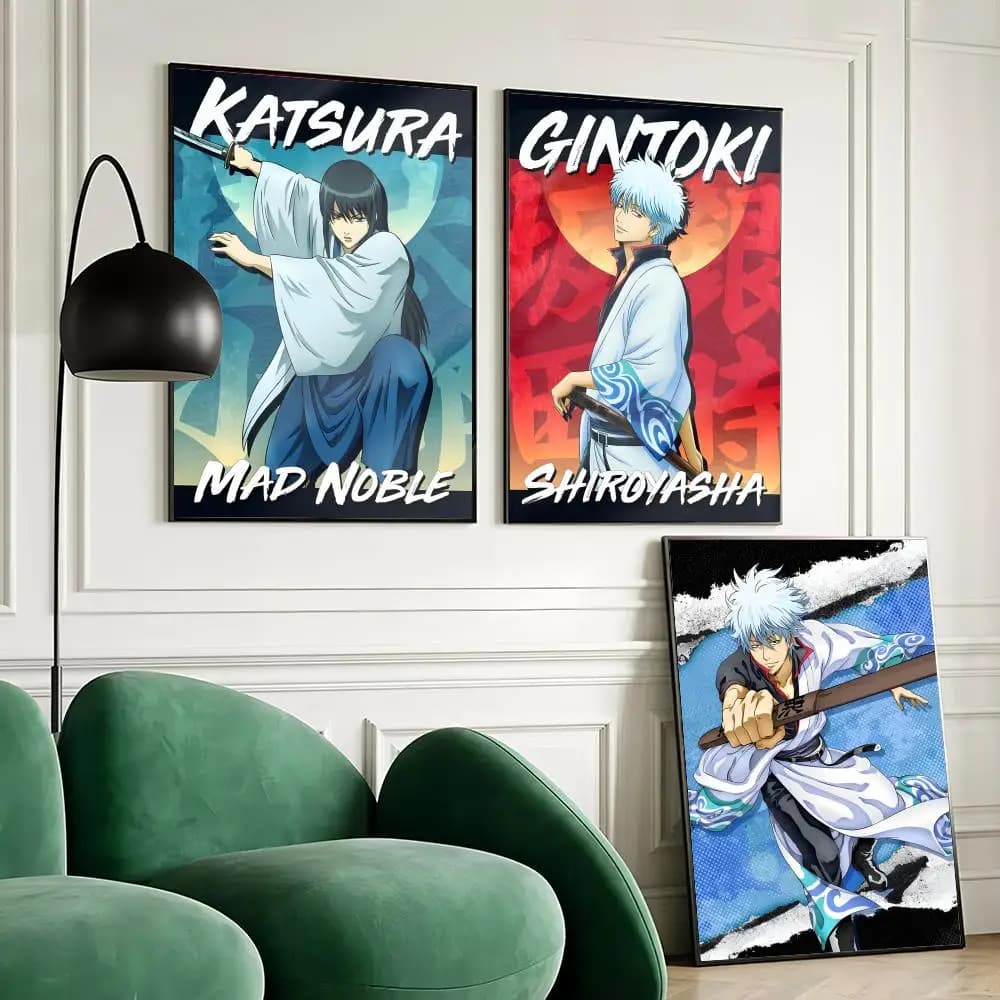 G-Gintama Anime Painting Calligraphy Canvas Painting Art for Bedroom Living Room Home Decor Wall Decoration Decals Gift