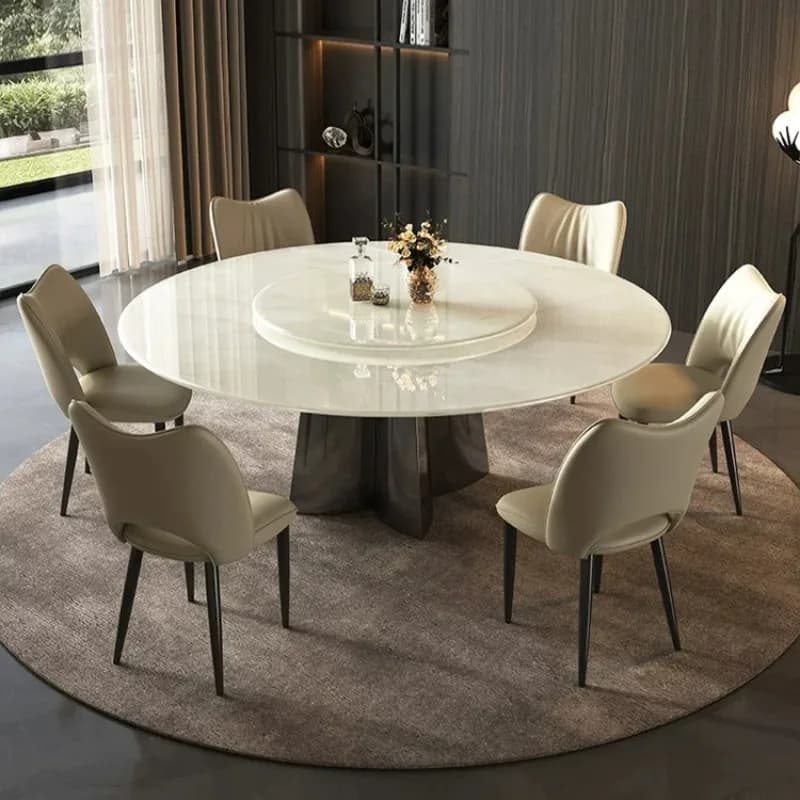 Modern Round Dining Table Turntable Multifunctional Luxury Design Dining Tables 6 Chairs Hospitality Farmhouse Kitchen Furniture