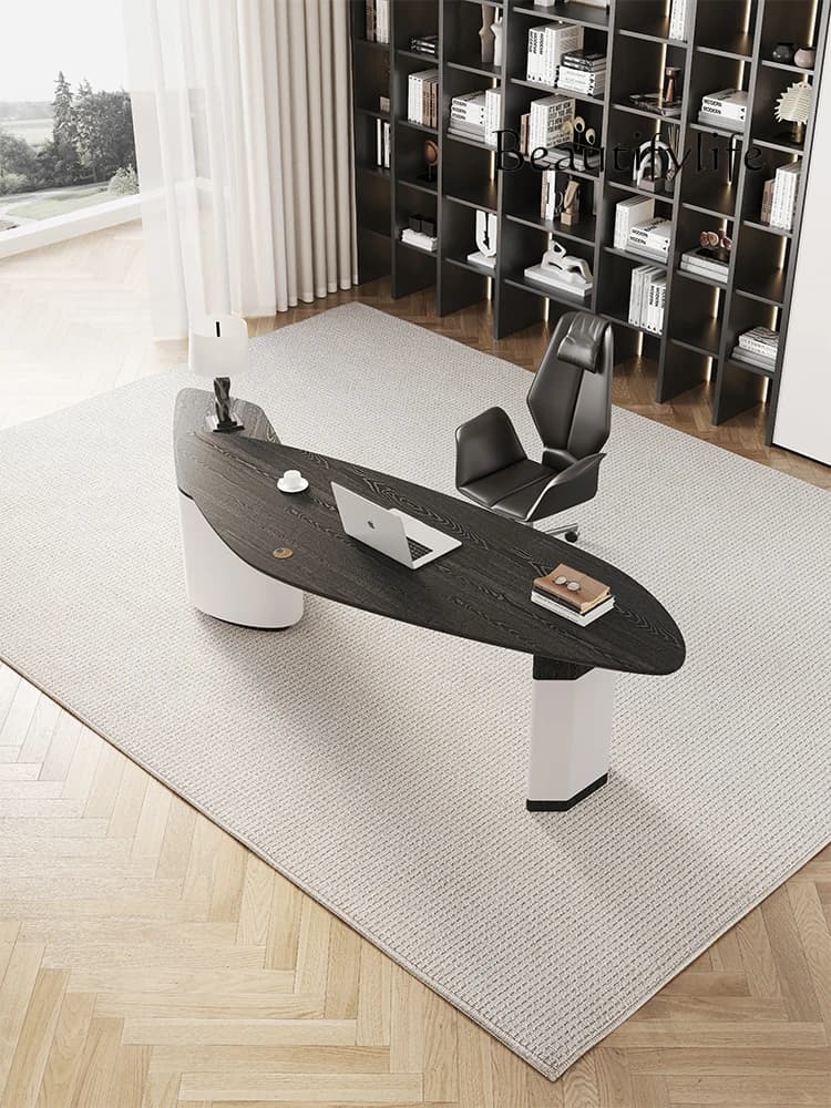 Italian minimalist home living room large long desk study computer desk reading study table