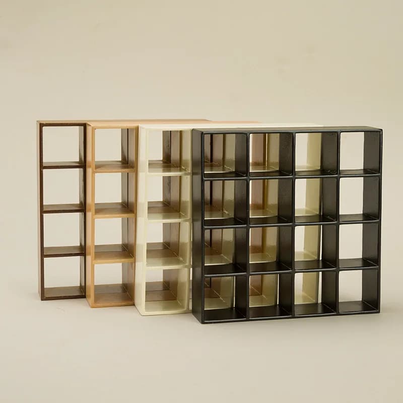 Miniature Display Case with 16 Compartments for Figurines and Mini Models Dollhouse Accessories