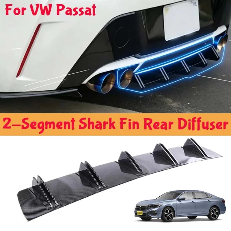 For VW Passat Shark Fin Rear Diffuser Split Chassis Spoiler Auto Aerodynamic Parts Aerodynamic Modification