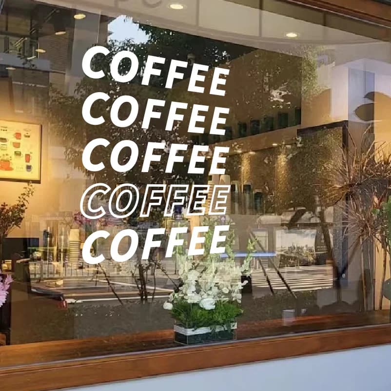 Coffee COFFEE English Letters Glass Stickers Independent Coffee Shop Personalized Showcase Door Stickers Wall Stickers Decor