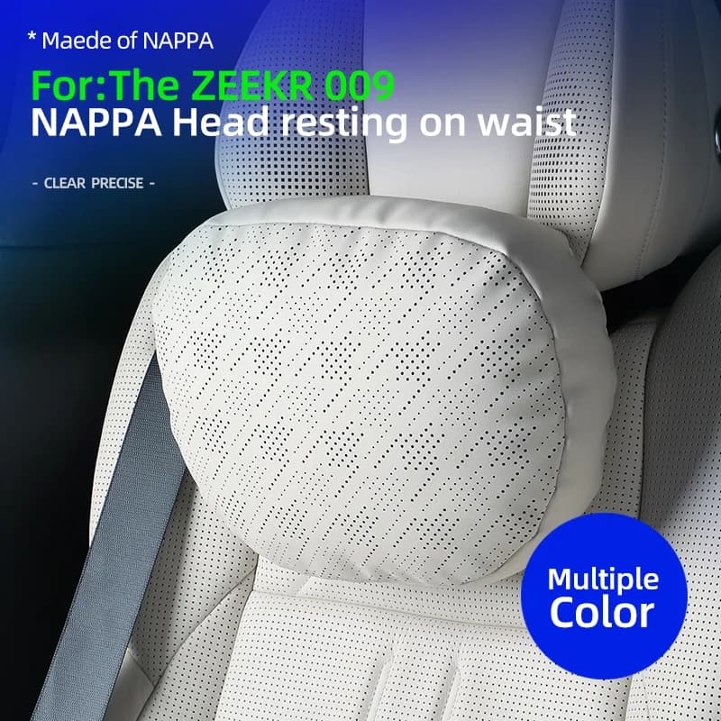 NAPPA Leather For ZEEKR 009 X Zeekr 001 007 Car White Headrest Neck Support Seat Lumbar Support cushion Breathable Soft Pillow