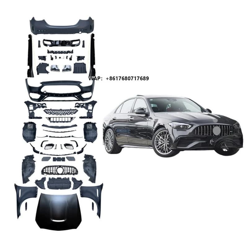 Auto Body Conversion Kit for  Benz W206 C-Class 2022-2023 Upgrade to C63S  Style Front Rear Bumper Grille