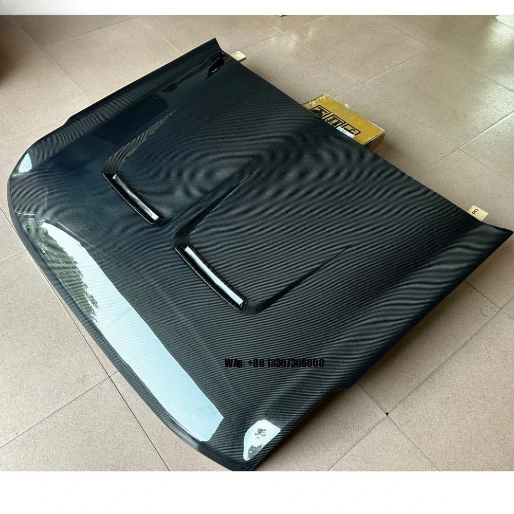 New Carbon Fiber Engine Hood for Bronco-Bolt-On Installation Dual Hole Open Ventilated Design Bolts Wet Carbon Fiber