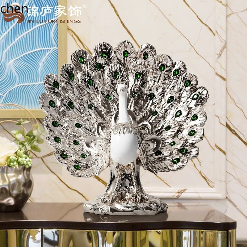 Peacock Display Ornament Decoration for Home Wine Cabinet Window Study Room Decoration