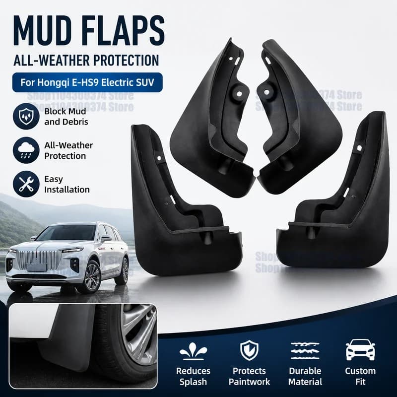 Mud Flaps For Hongqi E-HS9 Electric SUV All-Weather Splash Guards Easy Installation Front Rear Position, Front Position