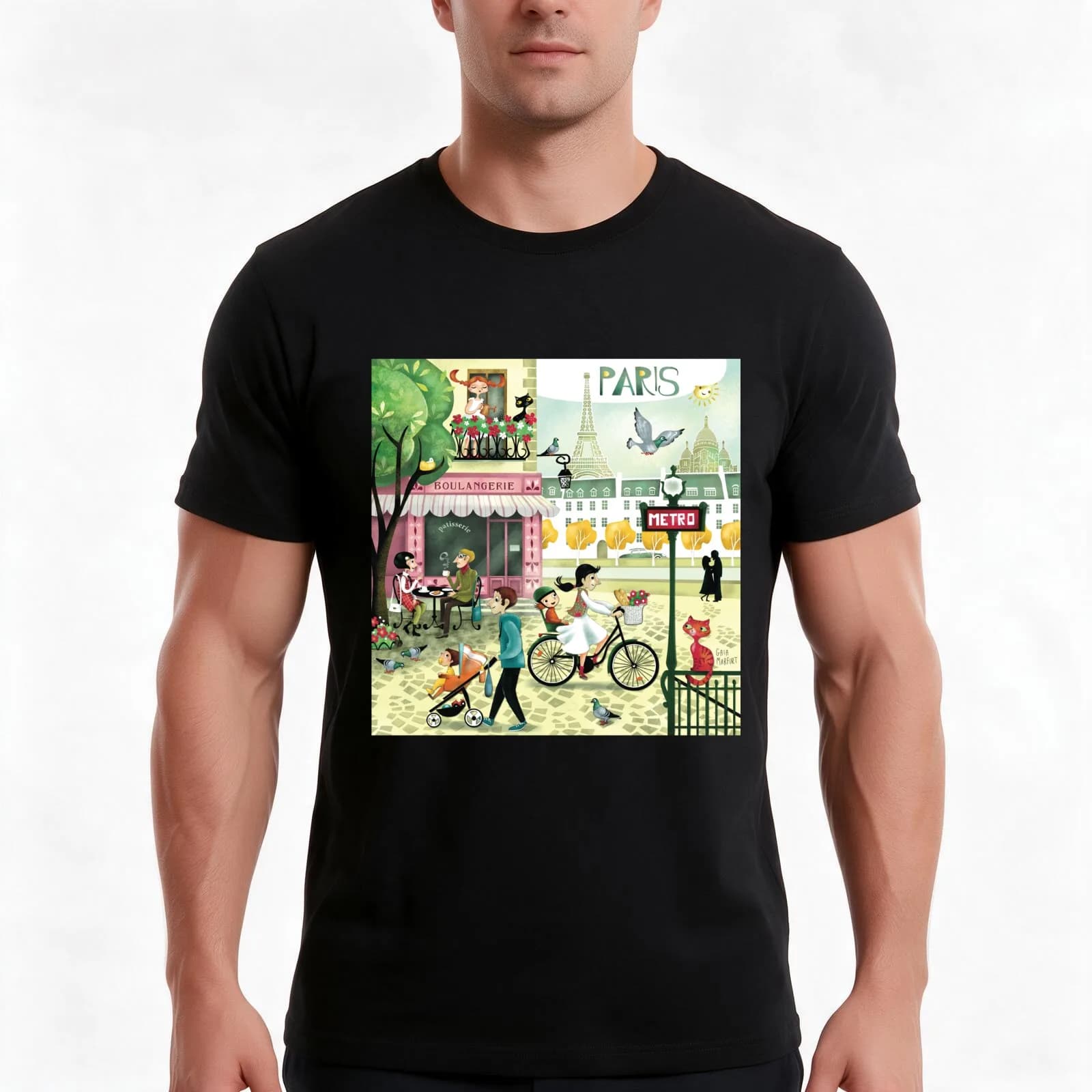 Paris T-Shirt, Summer Casual Cotton Tee, Oversized Streetwear Tops, Vintage Graphic Print, Loose Fit Short Sleeve, 100% Cotton