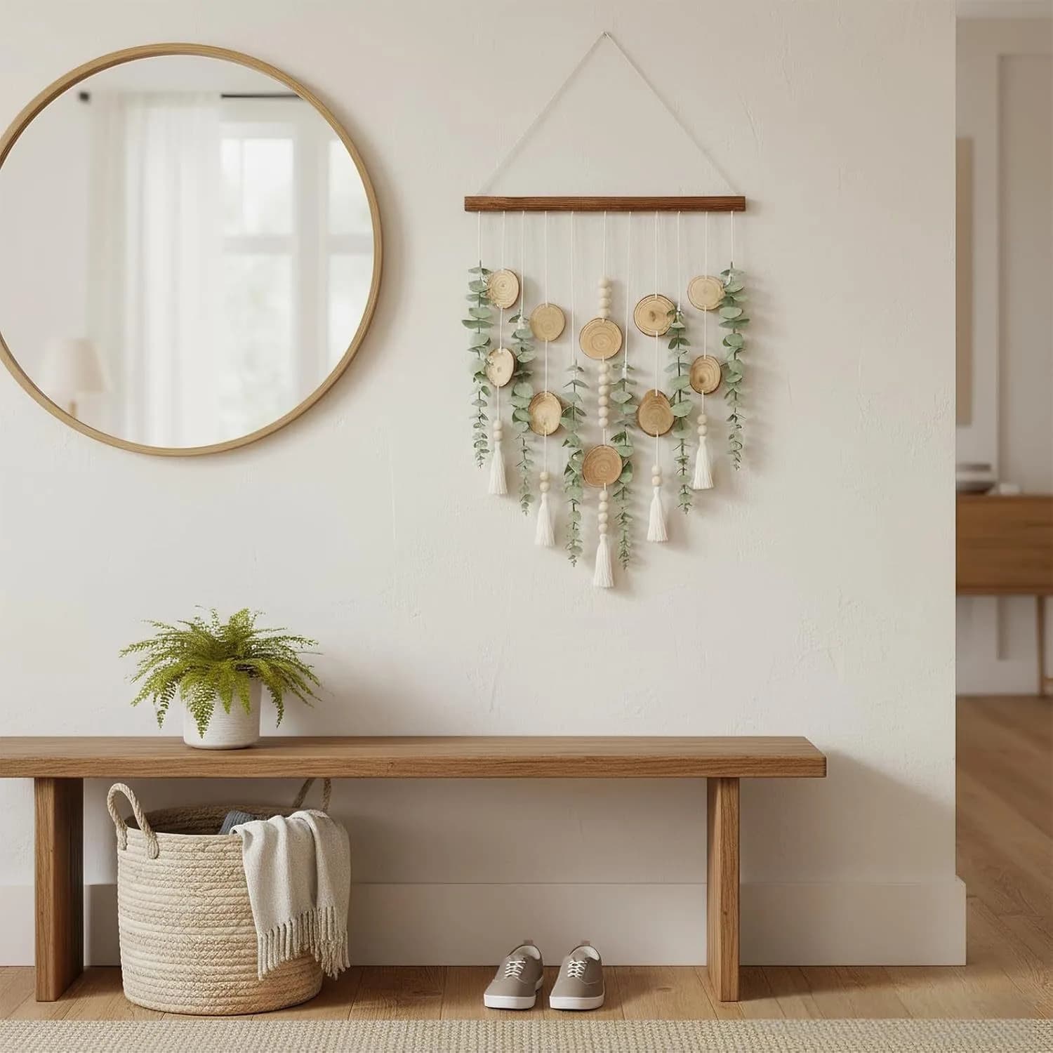 Artificial Eucalyptus Wall Hanging Plant Fake Leaves Boho Wall Decor Bathroom Bedroom Kitchen Rustic Farmhouse Home Living Room