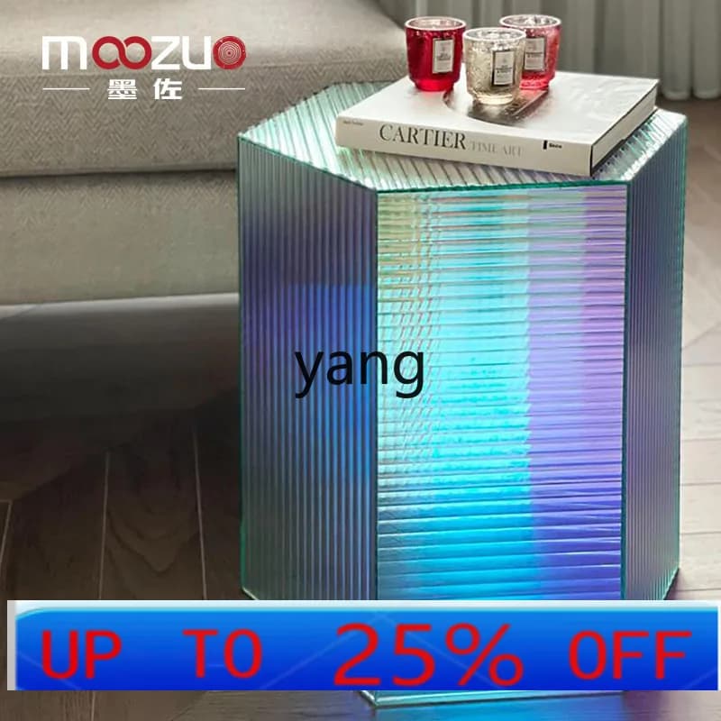 LH   Italian minimalist colorful corrugated acrylic coffee table modern light luxury living room home sofa side table