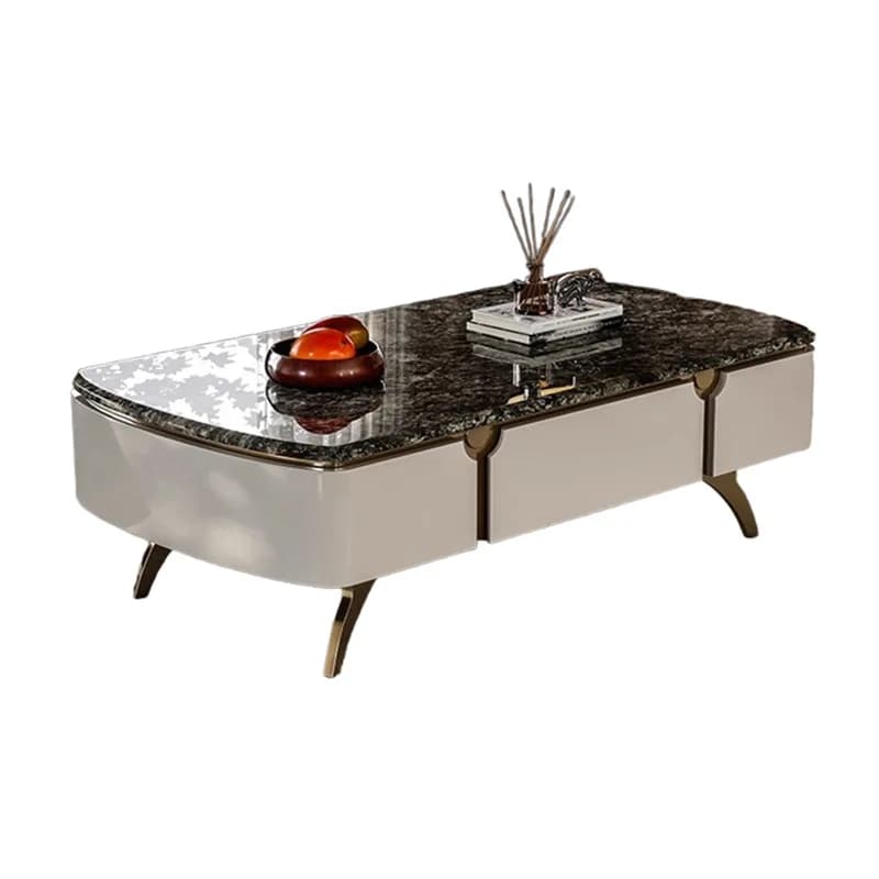 Yjq Italian TV cabinet coffee table combination living room household natural luxury stone storage solid wood TV cabinet