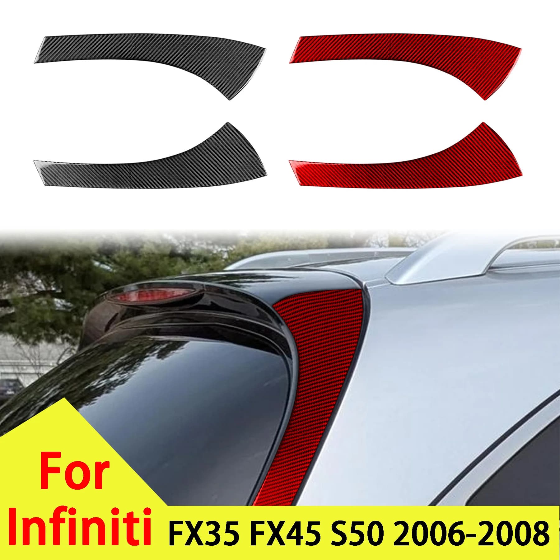 Carbon Fiber Car Trunk Side Wing Rear Windshield Side Spoiler For Infiniti FX35 FX45 S50 2006-2008 Interior Accessory Stickers
