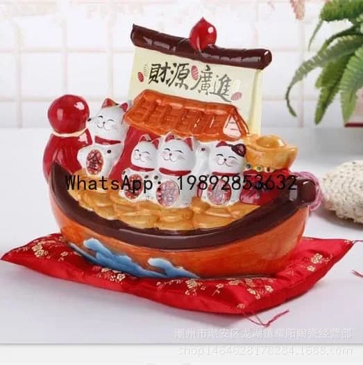 x15 12-inch ceramic craft couple lucky cat desk front desk opening gift ornament