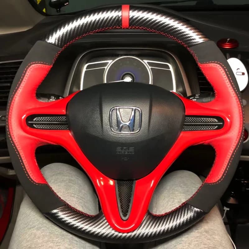 Artificial Leather for Honda Civic 8 2005-2011 Old Civic Type R 2004-2011 (3-Spoke) Hand Stitched Braid Car Steering Wheel Cover