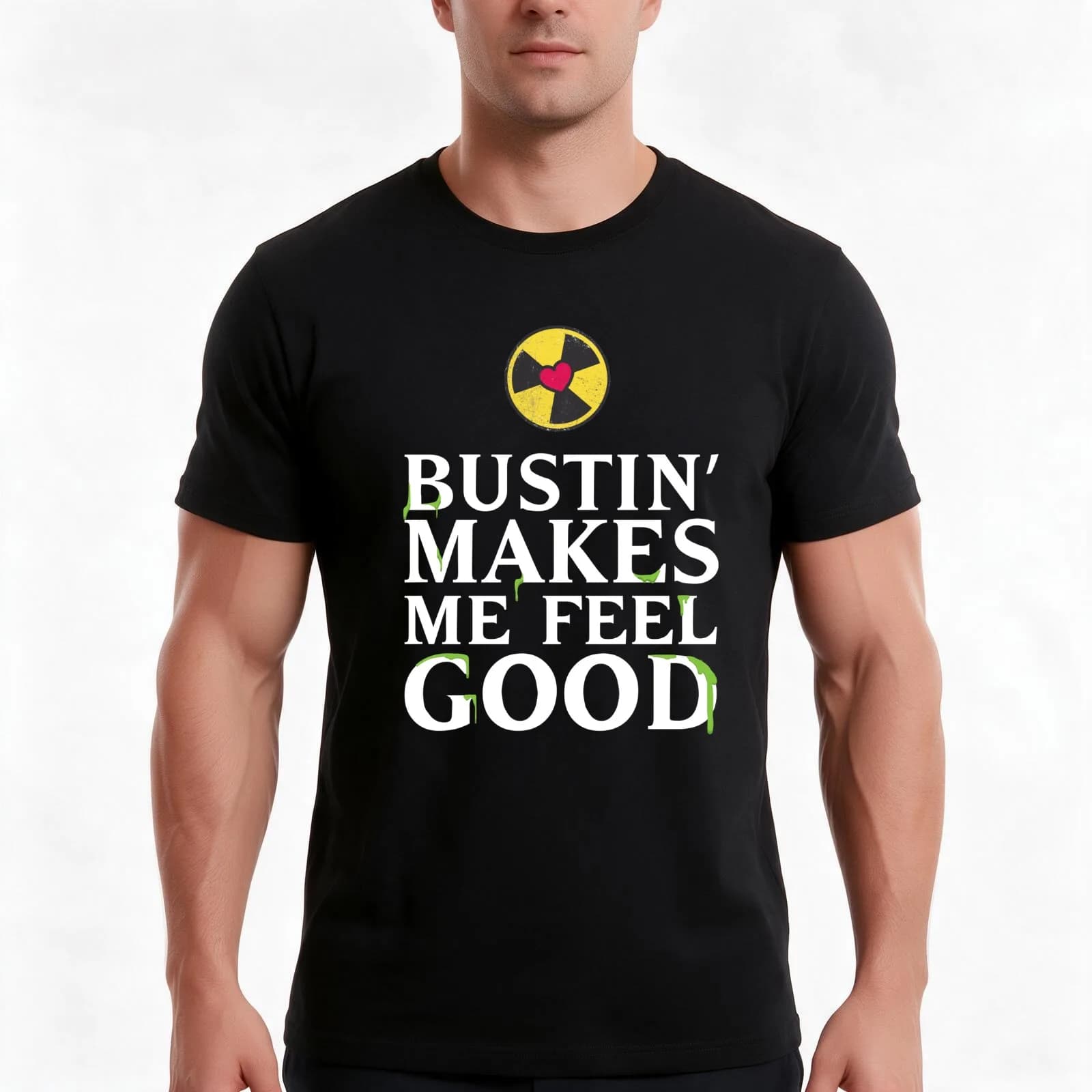 Bustin' Makes Me Feel Good T-Shirt, Summer Casual Cotton Tee, Oversized Streetwear Tops, Vintage Graphic Print, Unisex Men Women
