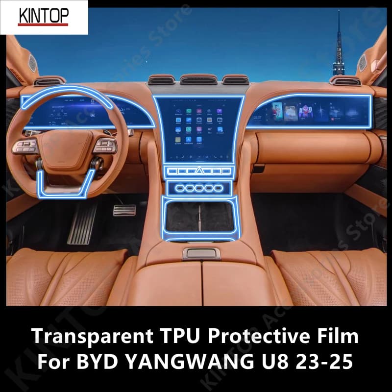 For BYD YANGWANG U8 23-25 Car Interior Center Console Transparent TPU Protective Film Anti-scratch Repair Accessories Refit